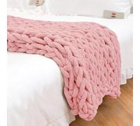 Chunky Knit Throw Blanket, Hand Knitted Blanket, Cozy Warm Soft Blankets, Machine Washable, Home Décor Chenille Throw Blanket for Couch, Sofa and Bed,150x200cm