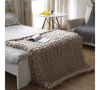 Chunky Knitted Blanket Cozy Bed Throw, Giant Soft Thick Hand Knitting Sofa Blanket for Home Decor Gift - Yoga Mat Rug