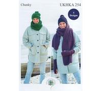 Chunky Knitting Pattern - Ladies Hats, Wrist Warmers, Snood & Scarf (UKHKA 254), Various Sizes