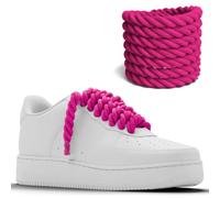 Chunky Laces, Hot Pink Cotton 10mm Rope Laces, 160cm Length, Compatible with Air Force 1, Macrame Cord, Thick Rope Shoelaces AF Sneaker Shoes, laces trainers sneakers