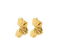 Chunky Large Wrinkled Flower Statement Earrings for Women,Bohemian Ginkgo Leaf Dangling Drop Earrings,Exaggerated Unique Trendy Wedding Accessories, L, Alloy Steel, No Gemstone
