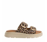 Chunky Leather Mules Leopard Print
