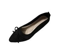 Chunky Loafers Women Ladies Flat Shoes Size 5 Womens Flat Studded Shoes Women Pointed Toe Bowknitted Ballet Comfortable Elegant Mesh Dress Comfortable (Black,7.5)