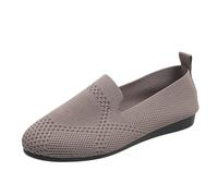 Chunky Loafers Women Ladies Shoes Wide Fitting Women's Casual Shoes with Arch Support Ballet for Casual Comfortable Knit Round Toe Mesh Work Walking Man Canvas (Coffee,6)