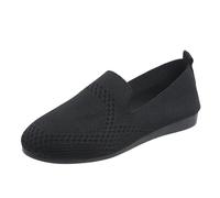 Chunky Loafers Women Ladies Shoes Wide Fitting Women's Casual Shoes with Arch Support Ballet for Casual Comfortable Knit Round Toe Mesh Work Walking Man Canvas (Black,7)