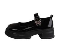 Chunky Loafers Women,Womens Cute Platform Mary Janes,with Buckle On The Side,Lightweight and Flexible,Suitable for Party,Date,Shopping,Back to School,Outing,Work Black