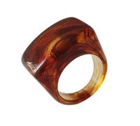 Chunky Marble Swirl Resin Statement Rings for Women Men, Ice Blue Transparent Square Wide Band Vintage Y2K Plastic Finger Rings, Hypoallergenic Comfort Fit Fashion Index Midi Thumb Rings Daily Street