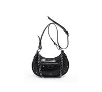 Chunky Metal Chain Handle Crocodile Skin Pattern Cross Body Bag JFY Black One Size