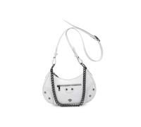 Chunky Metal Chain Handle Crocodile Skin Pattern Cross Body Bag JFY White One Size