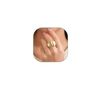 Chunky Open Statement Rings for Women,14K Gold Thick Dome Teardrop Finger Rings Hollow Wide Band Buckle Wrap Rings Party Prom Punk Jewelry Gifts, L, Metal, No Gemstone