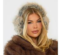 Chunky Oversized Earmuffs In Brown Faux Fur, Women's Size UK One Size