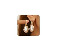 Chunky Pearl Dangle Earrings for Women,Large Gold Baroque Pearl Statement Earring Vintage Boho Drop Earrings,Formal Jewelry Accessory Festival Gift, L, Metal, No Gemstone