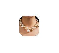 Chunky Pearl Necklaces for Women Exaggerated Large Pearl Choker Necklace Adjustable Beaded Ball Statement Necklace Trendy Bride Wedding Jewelry Gifts, Large, Metal, No Gemstone