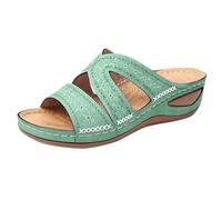 Chunky Platform Sandals for Women Beach Sandals Women's Slope Heel Fish Mouth Thick Bottom Foreign Trade Large Size Shoes Multicolour Embroidery Sandal Womens Flat White Ladies (Green,44)