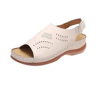 Chunky Platform Sandals for Women Beach Sandals Women's Spring Summer And Autumn Hollow Fish Mouth Lightweight Roman Shoes Breathable Thick Womens Black 6.5 Ladies Sandles (Beige,6.5)