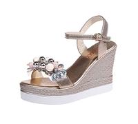 Chunky Platform Sandals for Women Wedge Orthopedic Walking Slingback High Heel Leather Roman Bohemian Sandals Women Casual Open Toe Summer Slip on Ankle Strap Buckle Platform Court Espadrille