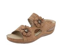 Chunky Platform Sandals for Women Wide Fit Sandals Women Summer Flowers Casual Open Toe Massage Soft Bottom Slippers Breathable Shoes Sliders Womens Size 6 UK Slippers 8 Wide (BW1, 4.5)