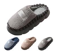 Chunky Platform Slippers Unisex Slippers For Adults Super Soft Sole Sliders Indoor Bedroom Sliders Slip-On House Shoes Winter Home Shoes Couple Holiday Slides Thick Plush Slides