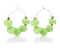 Chunky Resin Beaded Hoop Earrings for Women Colorful Beaded Gold Earrings, L, Metal, No Gemstone
