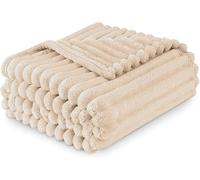 CHUNKY RIB POPCORN WAFFLE LUXURY BLANKET FLEECE THROW SOFA WARM COSY EXTRA LARGE (Cream, King - 200X240 Cm)