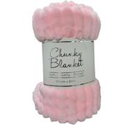 Chunky Rib Teddy Fleece Blanket Throw Sofa Bed Couch Snuggle Throw Blankets Super Soft Luxurious Cozy Faux Fur Microfibre Fleece Throws 150 X 200 CM (Pink)