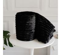 Chunky Ribbed Faux Fur Throw Blanket Black 200x240cm