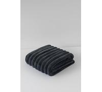 Chunky Ribbed Faux Fur Throw Blanket Dark Charcoal