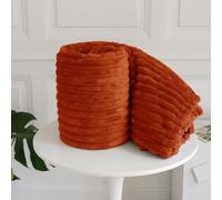 Chunky Ribbed Faux Fur Throw Blanket Orange 200x240cm