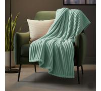 Chunky Ribbed Mink Throw Ultra Soft Warm Elegant Blanket For Sofa Or Bed Duck Egg Blue