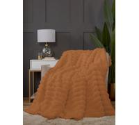 150x200cm Rabbit Fur Throw - Burnt Orange Rapport Home White 150cm × 200cm