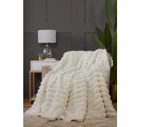 150x200cm Rabbit Fur Throw - Vanilla Cream Rapport Home Green 150cm × 200cm