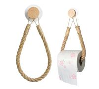 Chunky Rope Toilet Roll Holder Kitchen Roll Holder Log Style Self Adhesive Chunky Rope Suction Toilet Roll Holder, Vintage Style Toilet Roll Holders for Bathroom Kitchen Bath