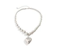 Chunky Round Beaded Heart Pendant Necklace for Women Statement Y2k Aesthetic Big Puffy Heart Bead Choker Fashion Punk Chain Necklaces Prom Party Wedding Gifts Jewelry, One Size, Alloy Steel, No