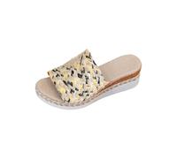 Chunky Sandals for Women Arch Support Sandals Women's Summer Roman Thick Bottom Open Toe Fish Mouth One with Rope Colorful Slippers White Leather Woman Sandal Shoes Size 7 (Yellow,4.5)