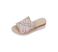 Chunky Sandals for Women Arch Support Sandals Women's Summer Roman Thick Bottom Open Toe Fish Mouth One with Rope Colorful Slippers White Leather Woman Sandal Shoes Size 7 (Pink,7.5)