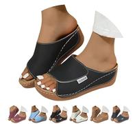 Chunky Sandals for Women, Womens Slip On Wedge Sandals Chunky Comfortable Faux Suede Leather Espadrilles Ladies Dressy Platform Sandal Backless Open Toe Casual Walking Shoes Slides Footwear