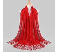 Chunky Scarf For Women-Women'S Scarves & Wraps-Women Hijab Muslim Tassel Long Stole Shawl Hollow Wrap Lace Scarf Scarf (Red, One Size)
