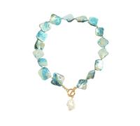 Chunky Seashell Necklace for Women Large Baroque Pearl Pendant Necklace Irregular Shells Beaded Choker Boho Style Summer Beach Vacation Jewelry Accessories for Her, 16.5 inches, Zinc, No Gemstone