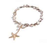Chunky Shell Choker Necklace for Women,Natural Irregular Pearl Beaded Beach Necklaces,OT Buckle Pearl Pendant Choker,Bohemian Beach Necklace,Summer Beach Vacation Jewelry Gift for Women, One Size