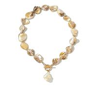 Chunky Shell Choker Necklace for Women,Natural Irregular Pearl Beaded Beach Necklaces,OT Buckle Pearl Pendant Choker,Bohemian Beach Necklace,Summer Beach Vacation Jewelry Gift for Women, One Size