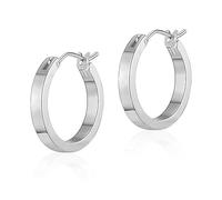 Chunky Silver Hoop Earrings, S925 Sterling Silver Hoop Earrings for Women Hypoallergenic Lightweight Big Hoops White Gold Plated Large Hoops Jewellery Birthday Gifts for Lady Girls, Silver, 20mm