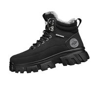 Chunky Snow Boots - Mens Warm Winter Boots Outdoor Non-Slip Thermal Booties Shoes Winter Fur Lined Warm Ankle Boots Anti-Slip Walking Short Boots Fashion Fuzzy Trekking Boots All-Day Comfort