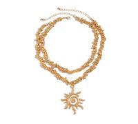 Chunky Spiral Sun Pendant Necklace Layered CCB Beaded Collar Jewelry, One Size, Metal, No Gemstone