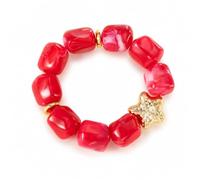 Chunky Starfish Beaded Bracelet for Women Starfish Conch Charm Statement Bracelet Colorful Resin Beaded Stretch Bracelets Colorful Irregular Bead Stackable Bracelets Summer Ocean Beach Jewelry Gift, L