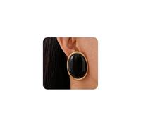Chunky Statement Earrings for Women,Vintage Black Oval Large Dangle Earrings Gold Geometric Studs Earring,Simple Everyday Jewelry Accessories Gifts, L, Metal, No Gemstone