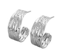 Chunky Textured Hoop Earrings for Women Irregular Wave Round Hoop Statement Earrings Large Circle Loops Drop Earrings Lightweight Fashion Jewelry Gift, L, Metal, No Gemstone