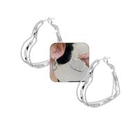 Chunky Thin Gold Big Heart Hoop Earrings for Women Dangling Silver Sparkly Statement Unique Large Double Dangle Hoops Earring Vintage Prom Jewelry Trendy, L, Alloy Steel, No Gemstone