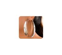 Chunky Wide Round Hoop Earring,Trendy Plated Gold Large Geometric Circle Statement Earrings,Charming Big Round Personalized Earrings for Women, L, Metal, No Gemstone