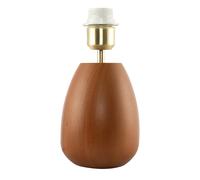 Happy Homewares Traditional Chunky Wooden Table Lamp Base with Mahogany Finish with Inline Switch | 24cm x 13cm | Brushed Gold Cup and Stem