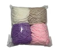 Chunky Wool 4pcs Ice Strip Line Set 400g Mix Color Chenille Knitting Yarn Kit DIY Wool for Handmade Scarf Blanket Slippers Thick Thread(Set 1)